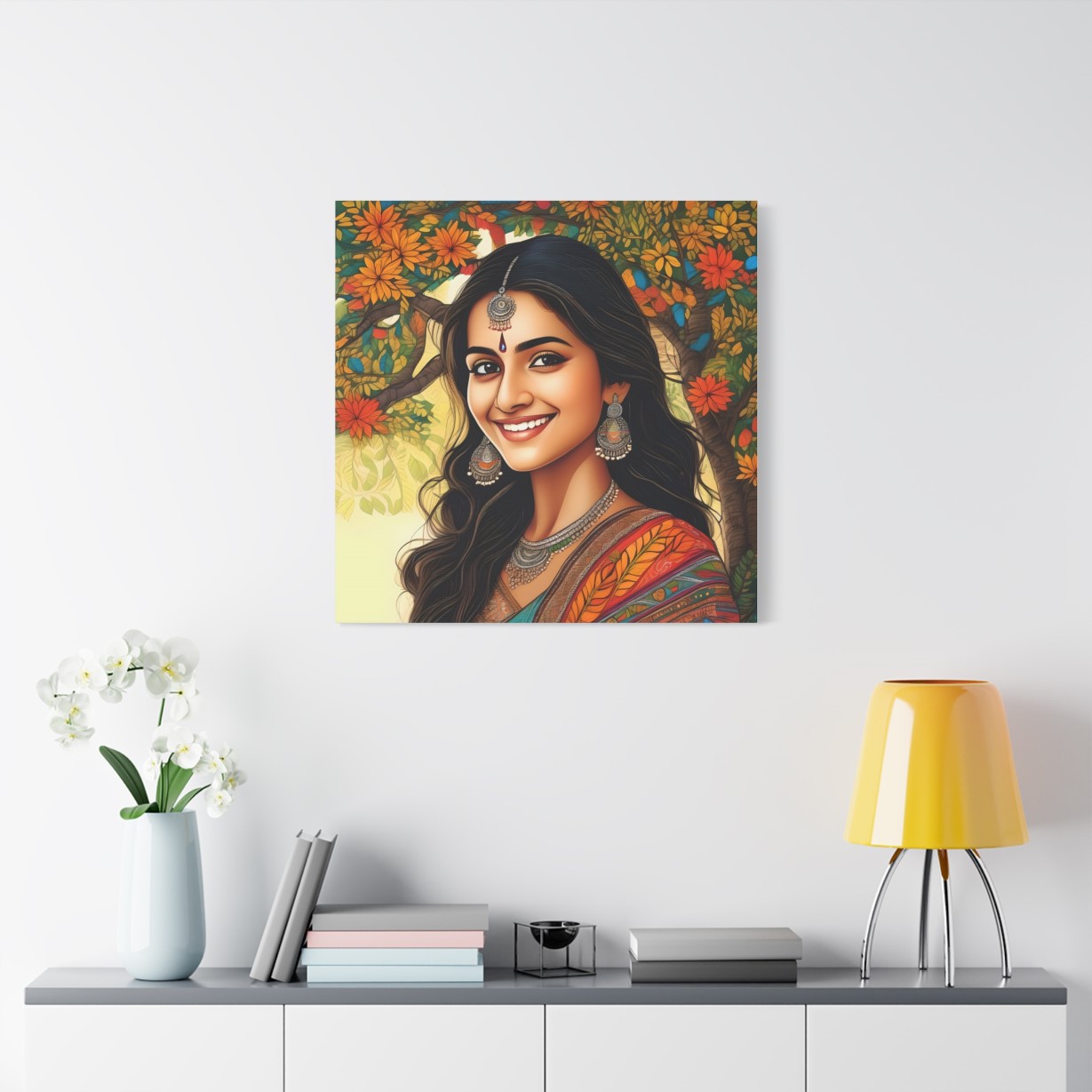 Pretty Woman Madhubani Wall Art | Gallery Canvas Wraps - Image 6