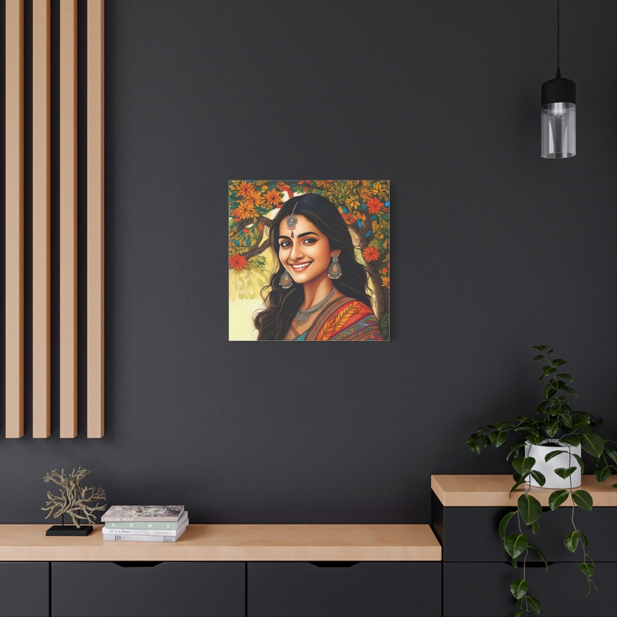 Pretty Woman Madhubani Wall Art | Gallery Canvas Wraps - Image 11