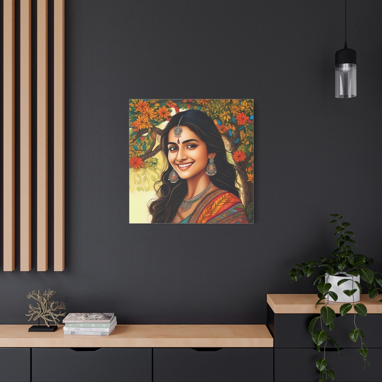 Pretty Woman Madhubani Wall Art | Gallery Canvas Wraps - Image 12