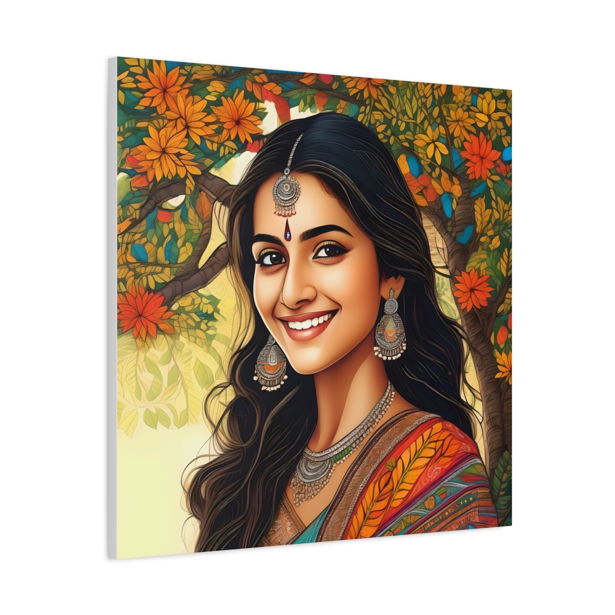 Pretty Woman Madhubani Wall Art | Gallery Canvas Wraps - Image 20