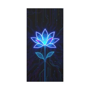 Floral Wall Art Decor | Blue Neon Flower