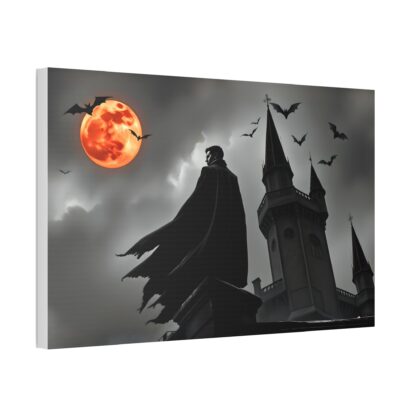 Spooky Halloween Canvas Art - Haunted Castle with Moon and Bats - Image 3