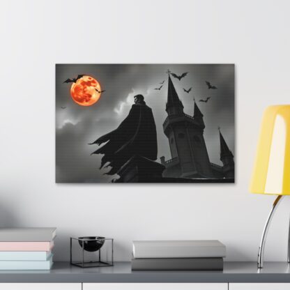 Spooky Halloween Canvas Art - Haunted Castle with Moon and Bats - Image 4
