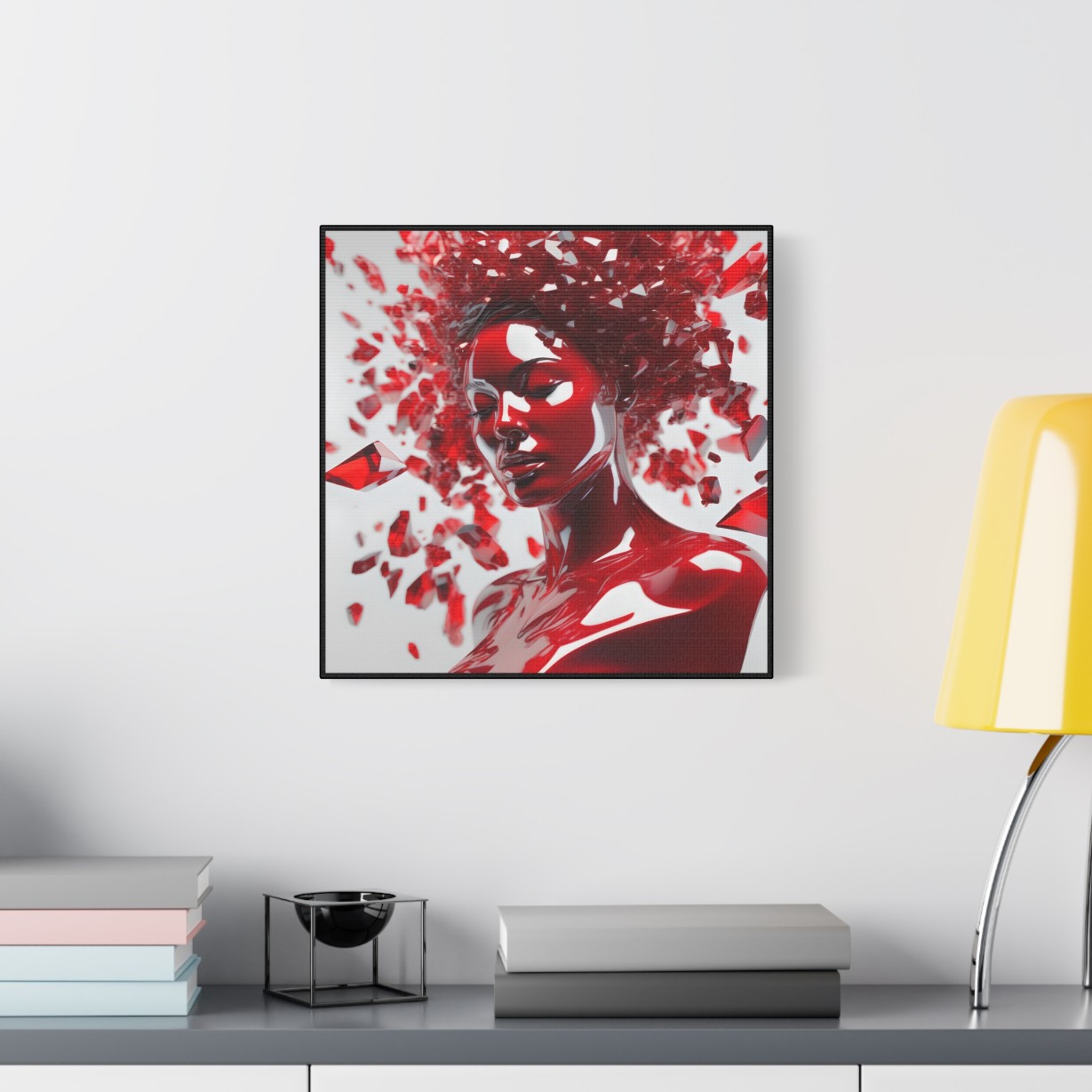 Canvas Wall Art - Woman with Red Crystal Face Paint Design - Image 2