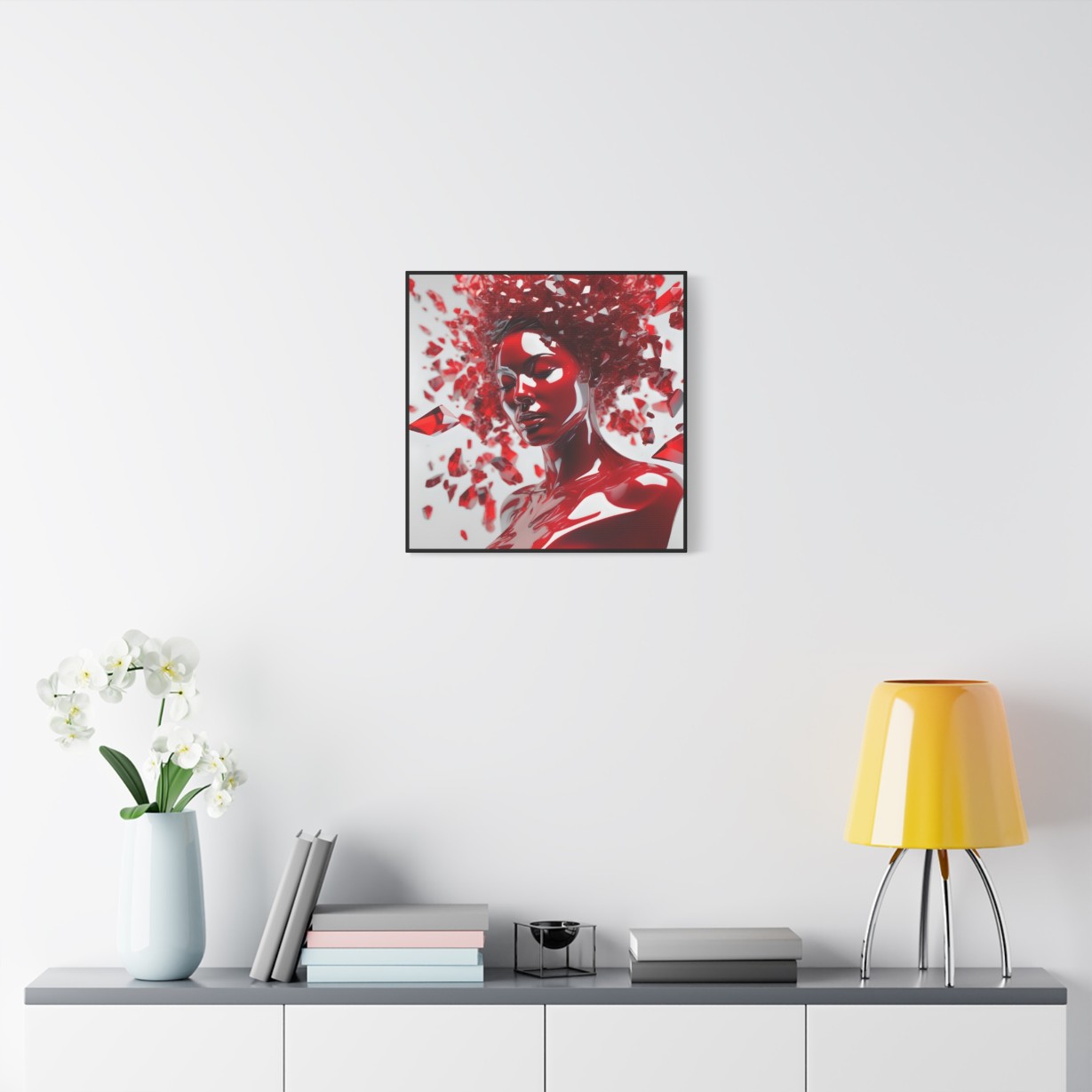 Canvas Wall Art - Woman with Red Crystal Face Paint Design - Image 3
