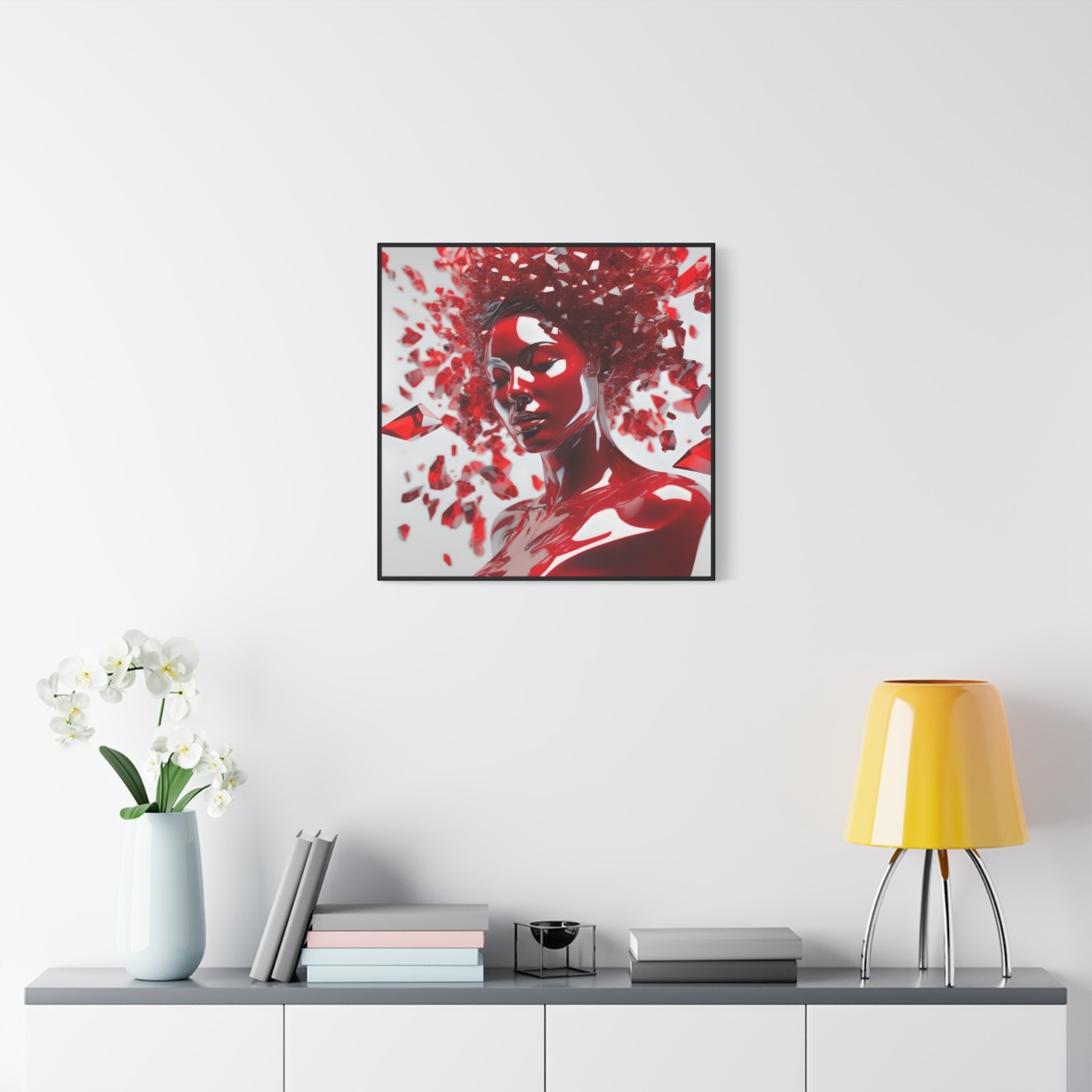Canvas Wall Art - Woman with Red Crystal Face Paint Design - Image 4