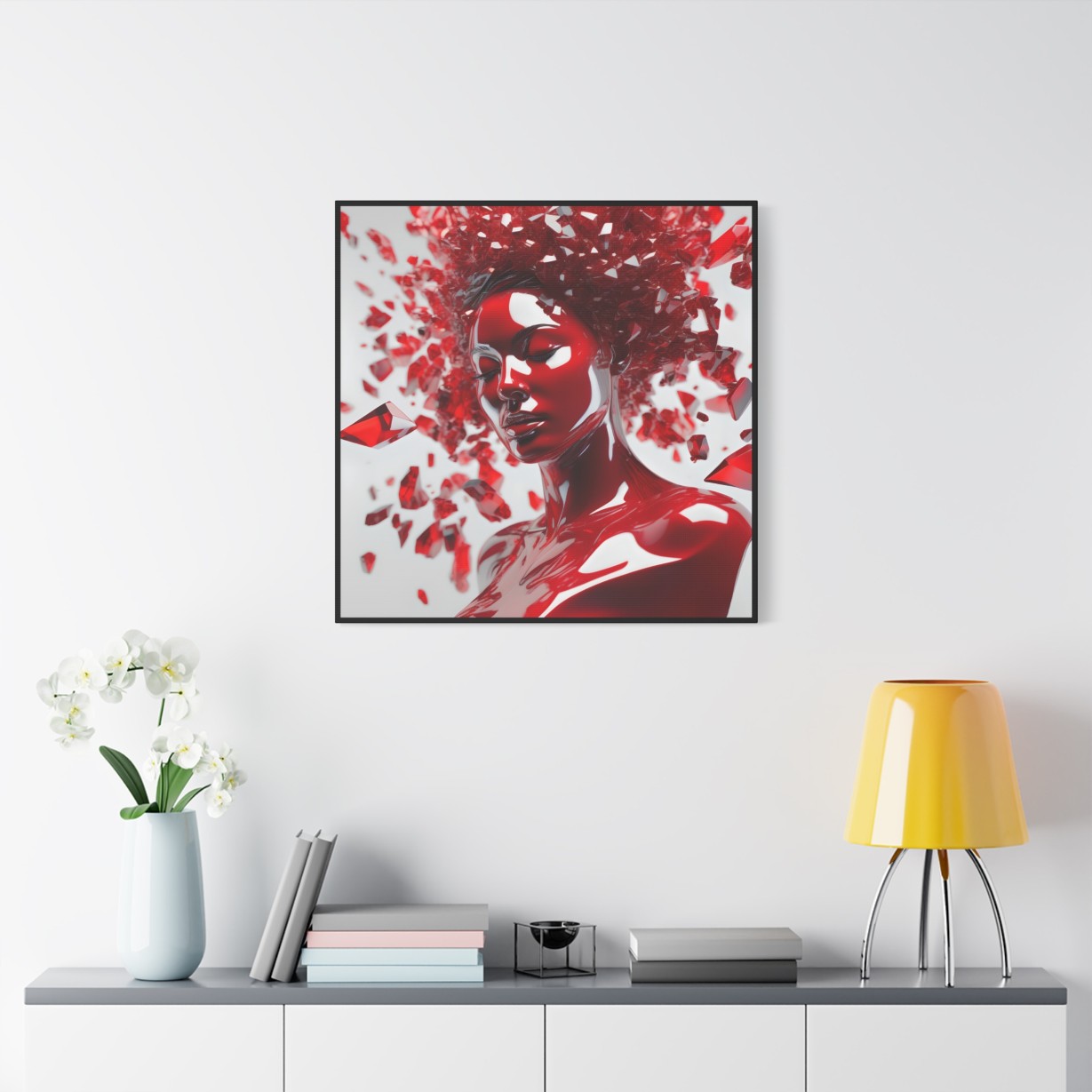 Canvas Wall Art - Woman with Red Crystal Face Paint Design - Image 5