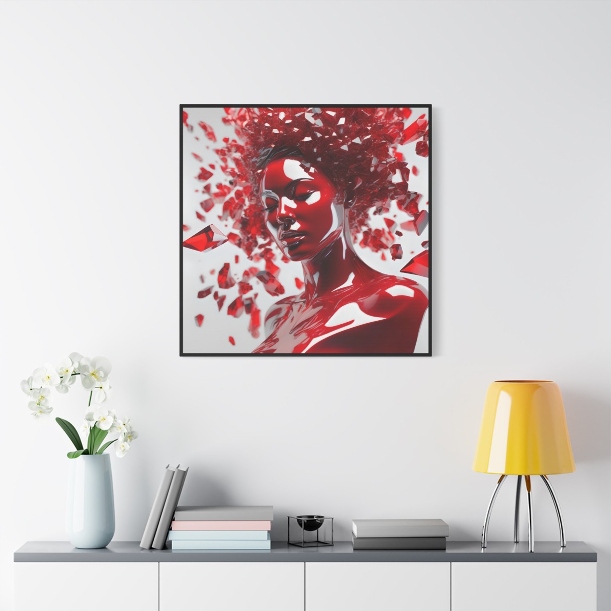 Canvas Wall Art - Woman with Red Crystal Face Paint Design - Image 6