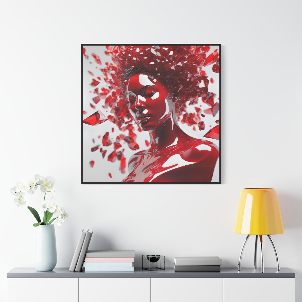 Canvas Wall Art - Woman with Red Crystal Face Paint Design - Image 7