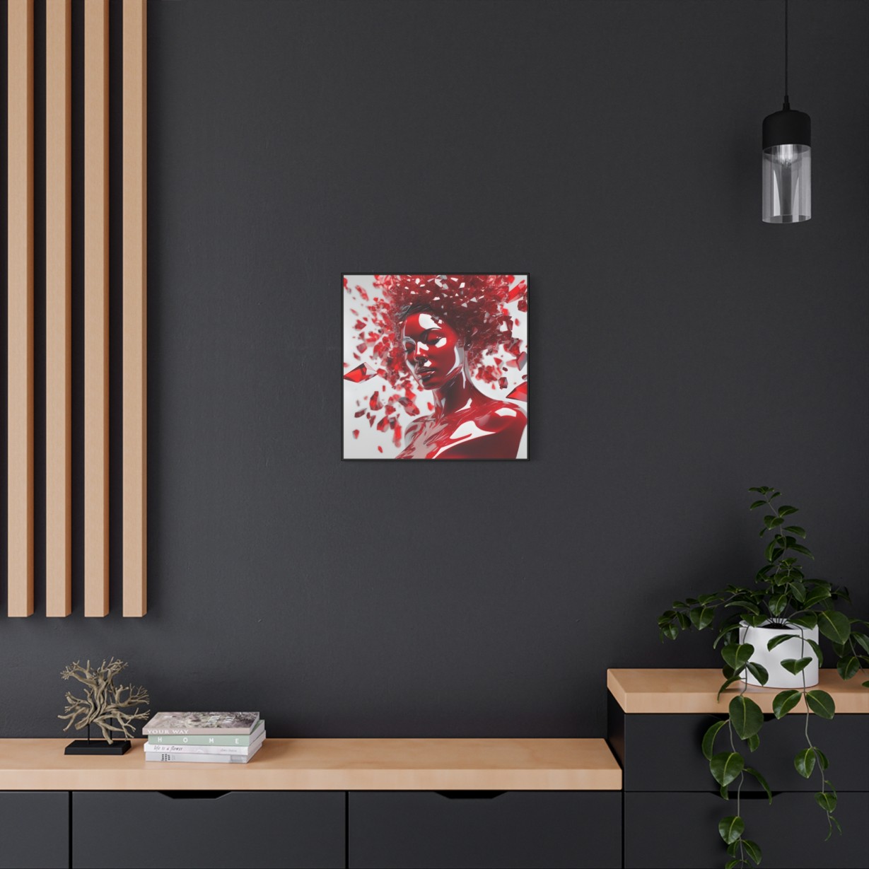 Canvas Wall Art - Woman with Red Crystal Face Paint Design - Image 9