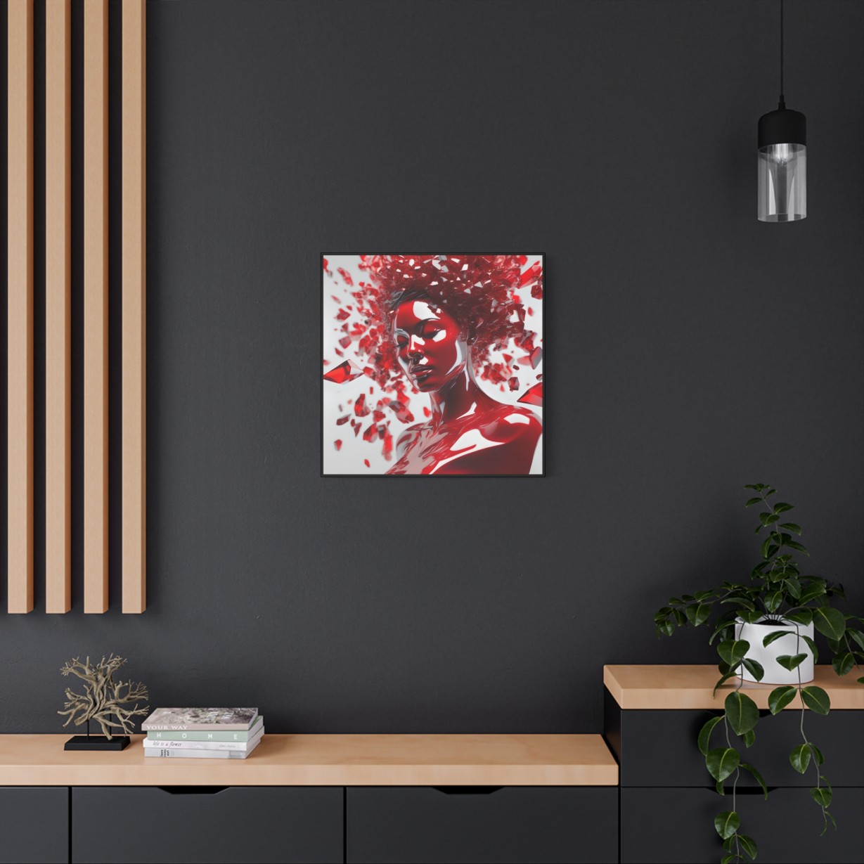 Canvas Wall Art - Woman with Red Crystal Face Paint Design - Image 10