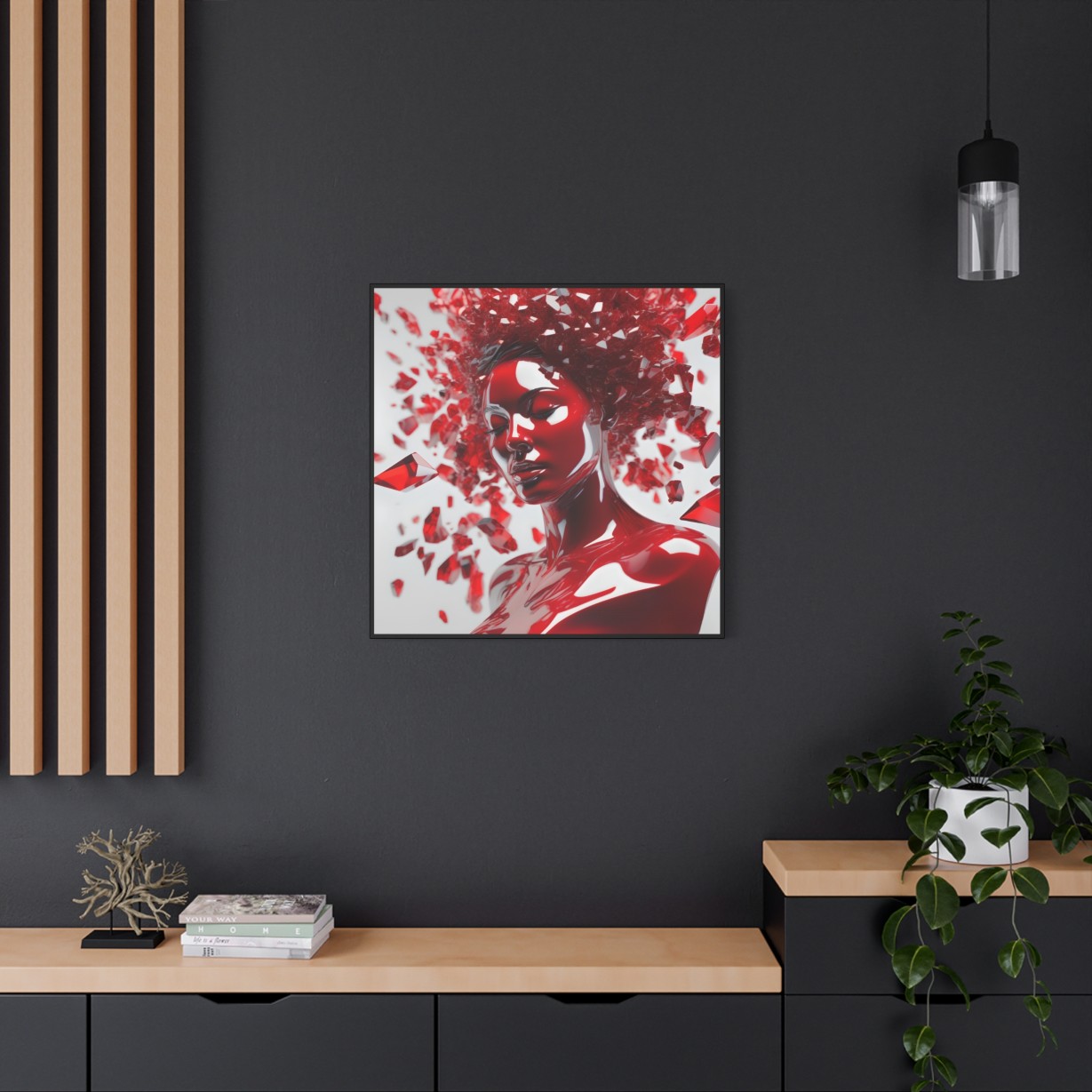 Canvas Wall Art - Woman with Red Crystal Face Paint Design - Image 11
