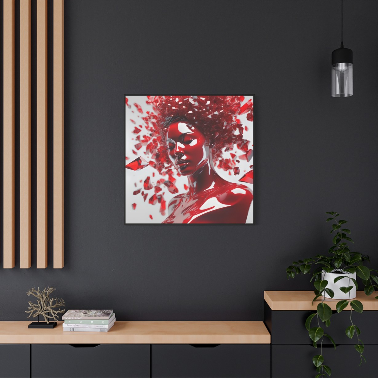 Canvas Wall Art - Woman with Red Crystal Face Paint Design - Image 12