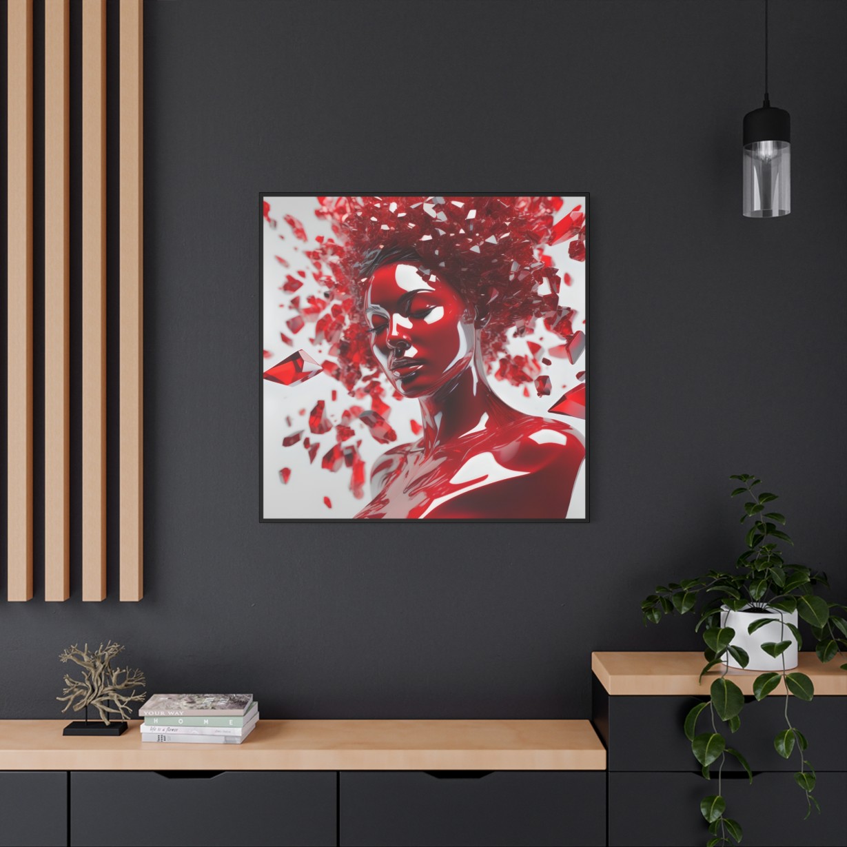 Canvas Wall Art - Woman with Red Crystal Face Paint Design - Image 19
