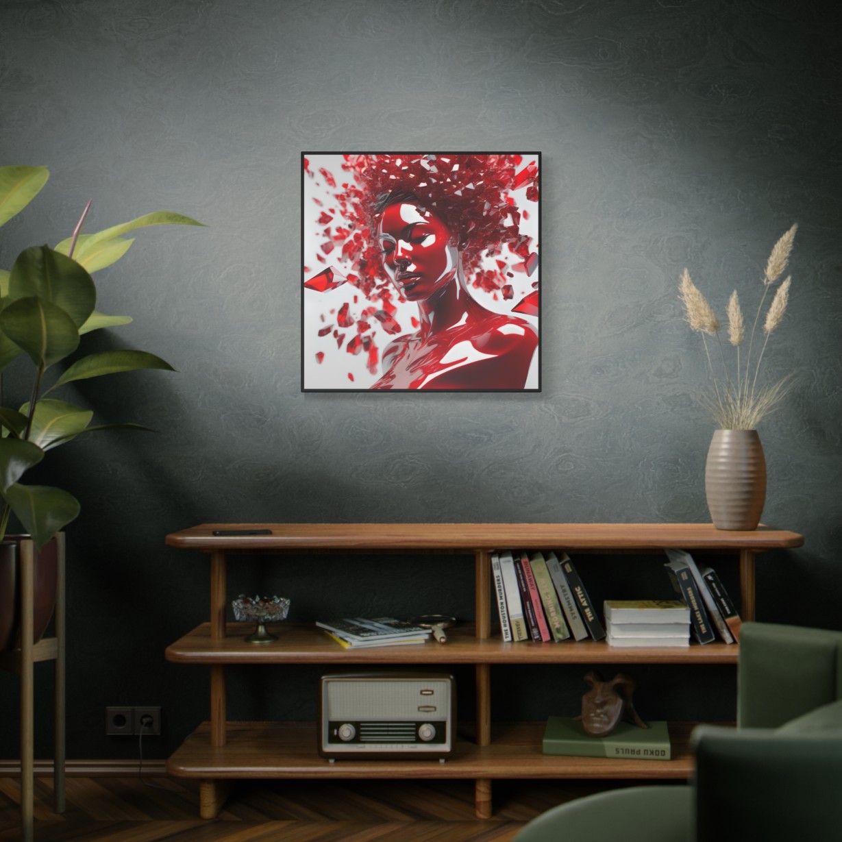 Canvas Wall Art - Woman with Red Crystal Face Paint Design - Image 18