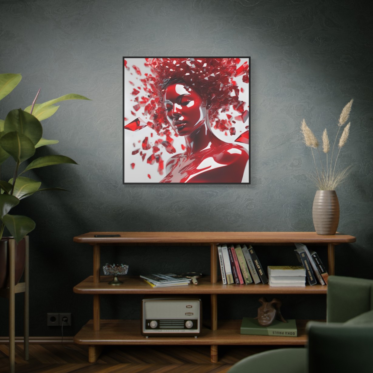 Canvas Wall Art - Woman with Red Crystal Face Paint Design - Image 16