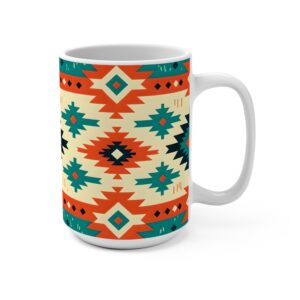 Bohemian Patterned Mug – 15oz Ceramic Coffee Cup for Art Lovers & Travelers