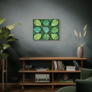 Green Tech Leaf Canvas Art | Modern Office Decor