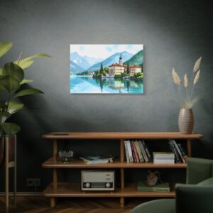 Elegant Alpine Lakefront Canvas Print | Italian Scenery