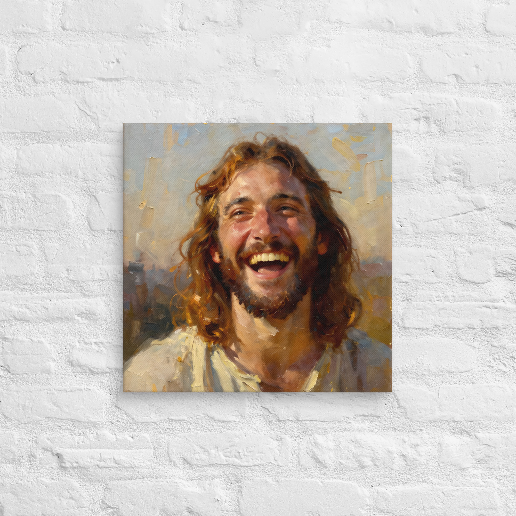 Canvas Art of Laughing Jesus | Jesus Wall Art - Image 6