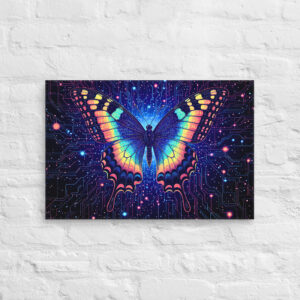 Neon Rainbow Butterfly Canvas Art | Butterfly Decor