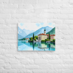 Elegant Alpine Lakefront Canvas Print | Italian Scenery