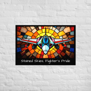 Fighter Jet Wall Art Stained Glass Style | Aviation Decor Poster
