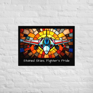 Fighter Jet Wall Art Stained Glass Style | Aviation Decor Poster