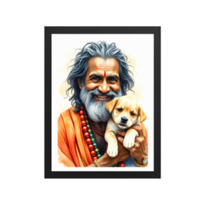 Hindu Saint with a Puppy Canvas Art | Gallery Wraps