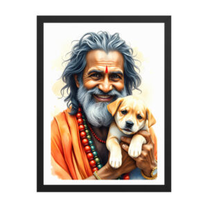 Hindu Saint with a Puppy Canvas Art | Gallery Wraps