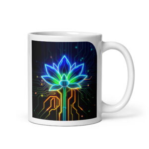 Beautiful Neon Flower Design Mug | Floral Coffee Mug
