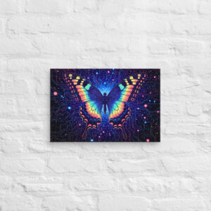 Neon Rainbow Butterfly Canvas Art | Butterfly Decor