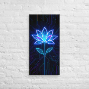 Floral Wall Art Decor | Blue Neon Flower