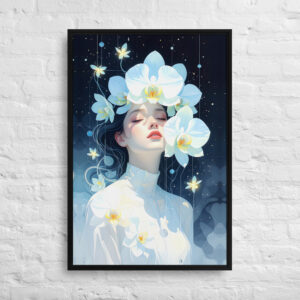 Beautiful Flower Woman Canvas Framed Art