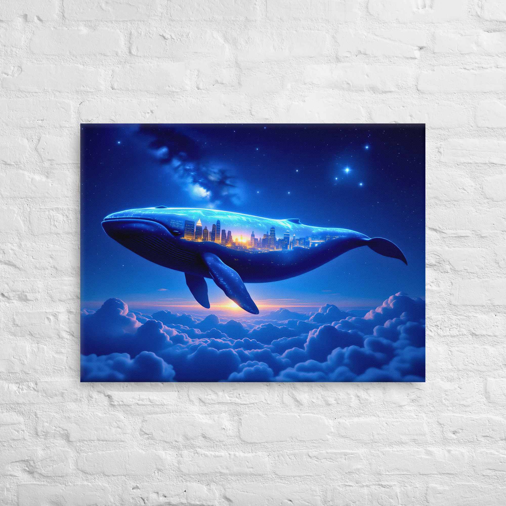 Whale in the Clouds Thin Canvas Art